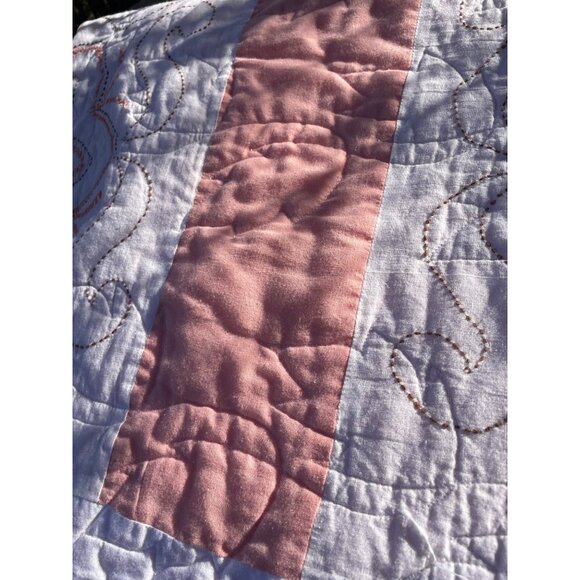 Vintage 1970s Cross Stitch Flower Quilt Cotton 75x100 - Picture 13 of 16